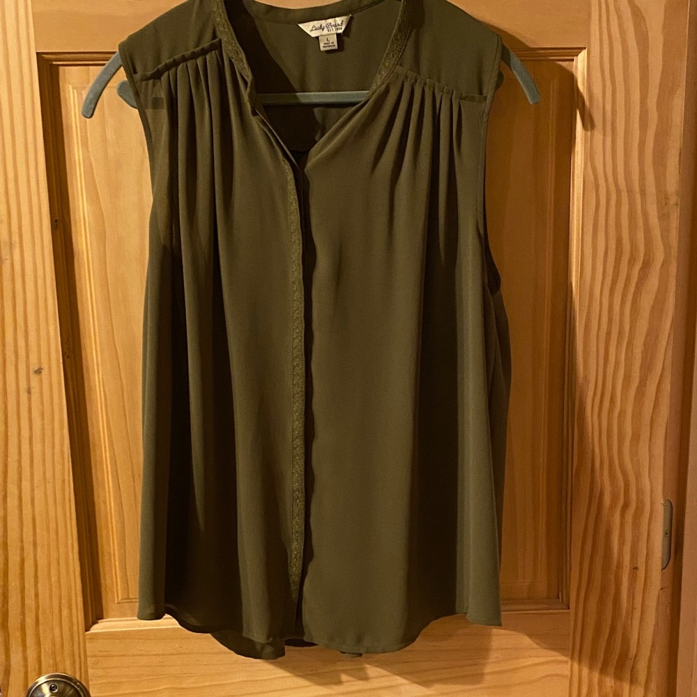 Lucky Brand Olive Sleeveless Blouse